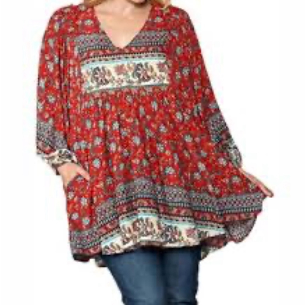 Bohemian Red Floral Dress